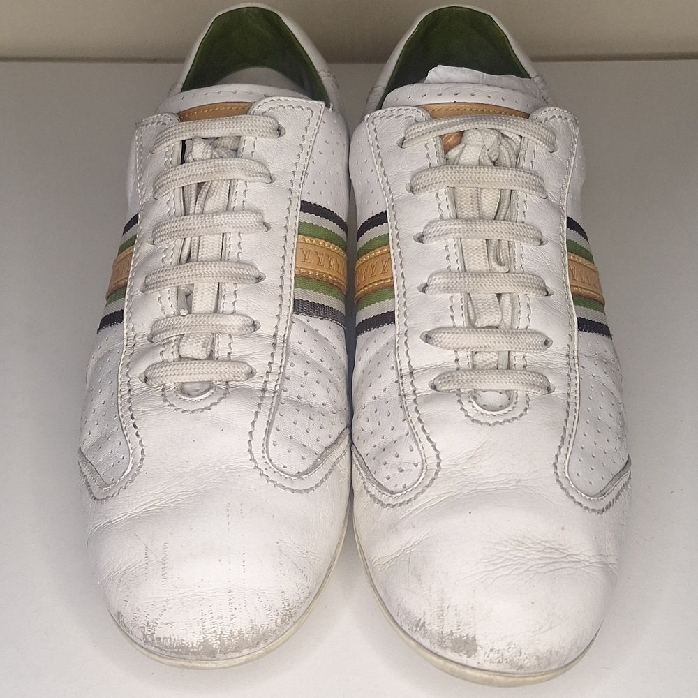 Louis Vuitton White Perforated Leather Bastia Sneakers Size Mens 7 - Picture 2 of 15